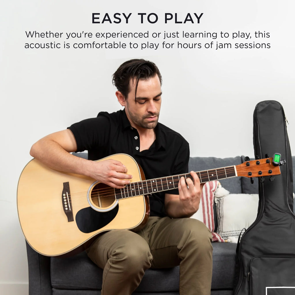 Natural Full Size Acoustic Guitar Starter Kit with Gig Bag C964