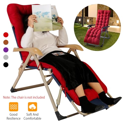Sun Lounge Chair Cushions, 67 in Patio High Back Recliner Lounger Cushion with Ties, Thick Lounge Chaise Pads K235