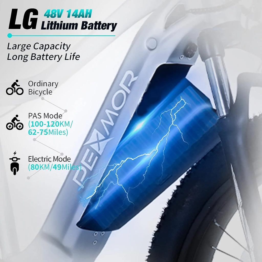 750W 48V 14AH Removable Battery 26" Fat Tire Electric Bike U582