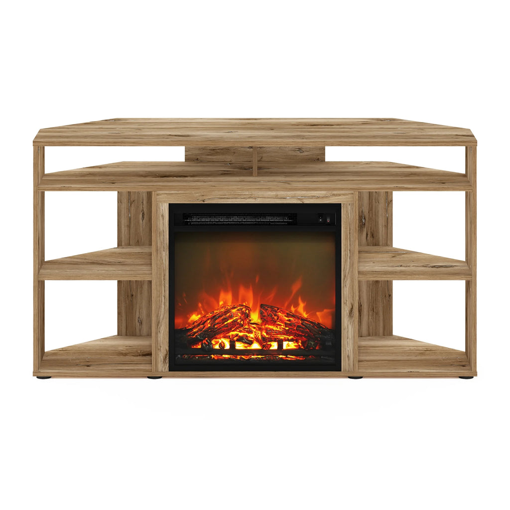 Corner TV Stand with Fireplace, Flagstaff Oak G514