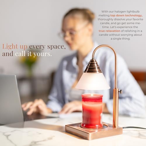 Gold Height Adjustable Candle Warmer Lamp with Timer W126735