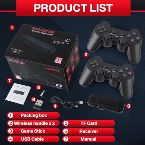 4K HDMI Video Console with 42,000 Classic Games, Dual 2.4G Wireless Controllers, 256GB Built-in X73269