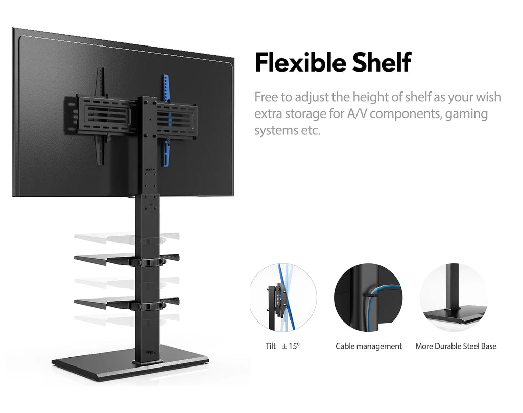Black Floor TV Stand with Swivel Mount U7649