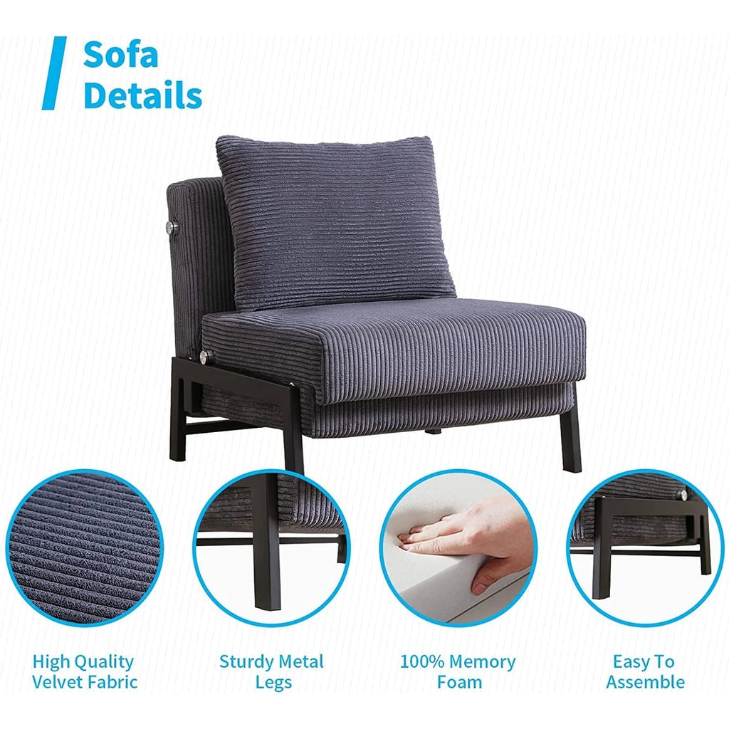 Foldable Sleeper Sofa Bed Dark Grey G77045