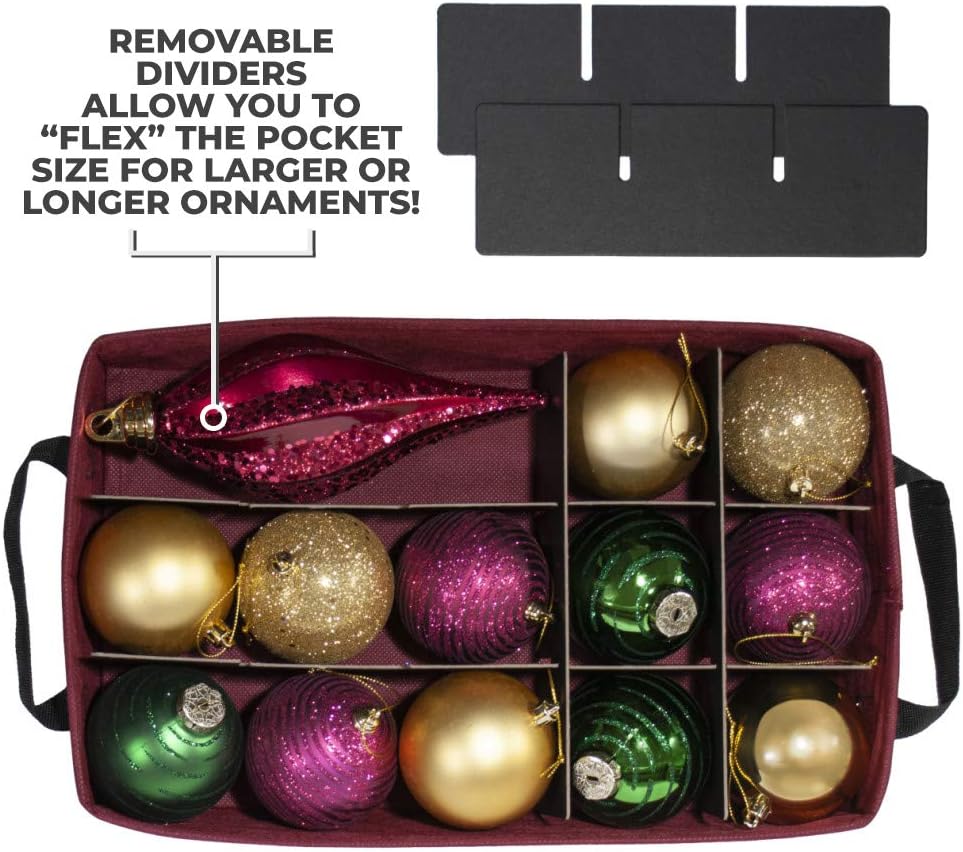 Christmas Ornament Storage Box with Adjustable Dividers, 4 Removable Trays O733475