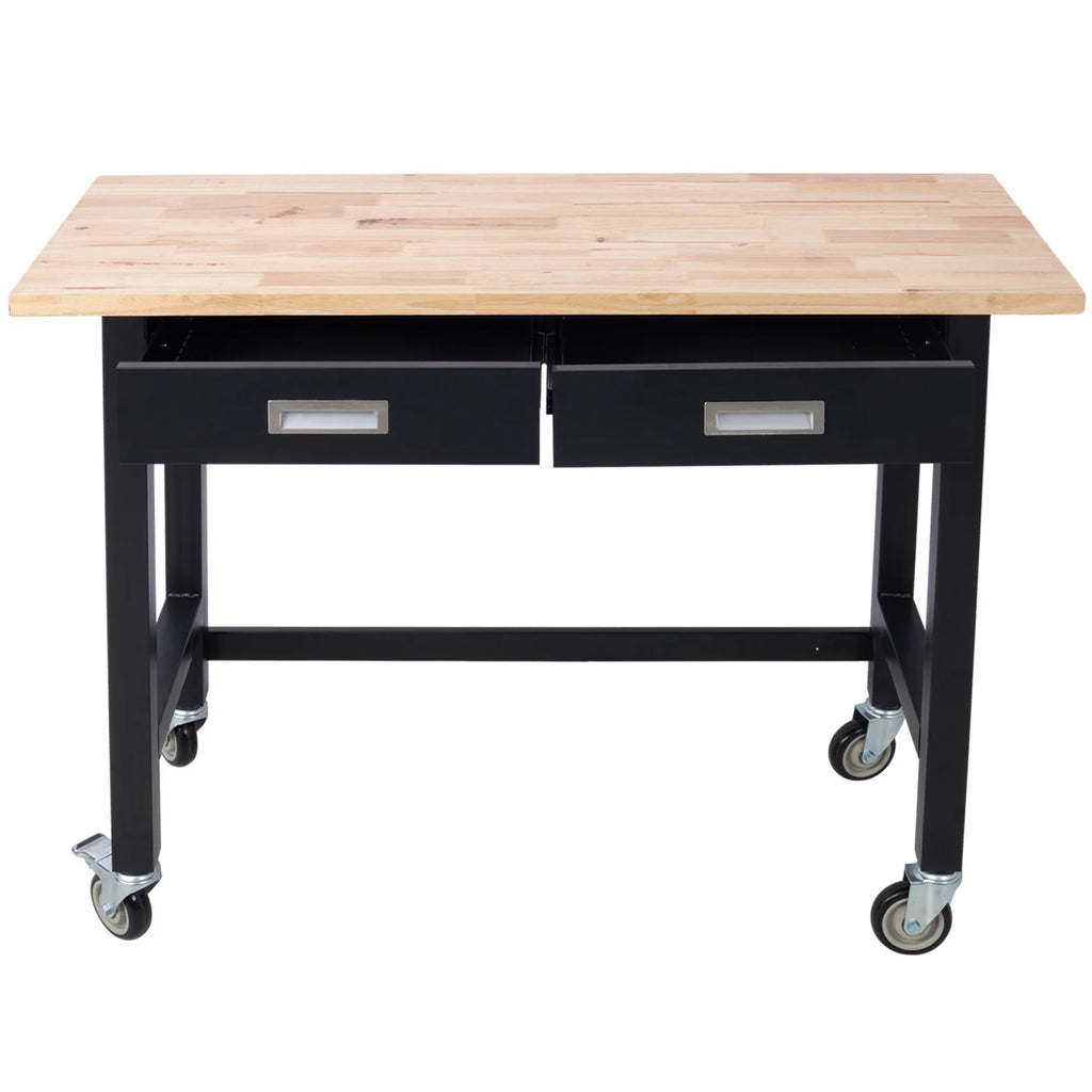 48in Adjustable Bamboo Wood Work Bench with Drawer Storage J281578