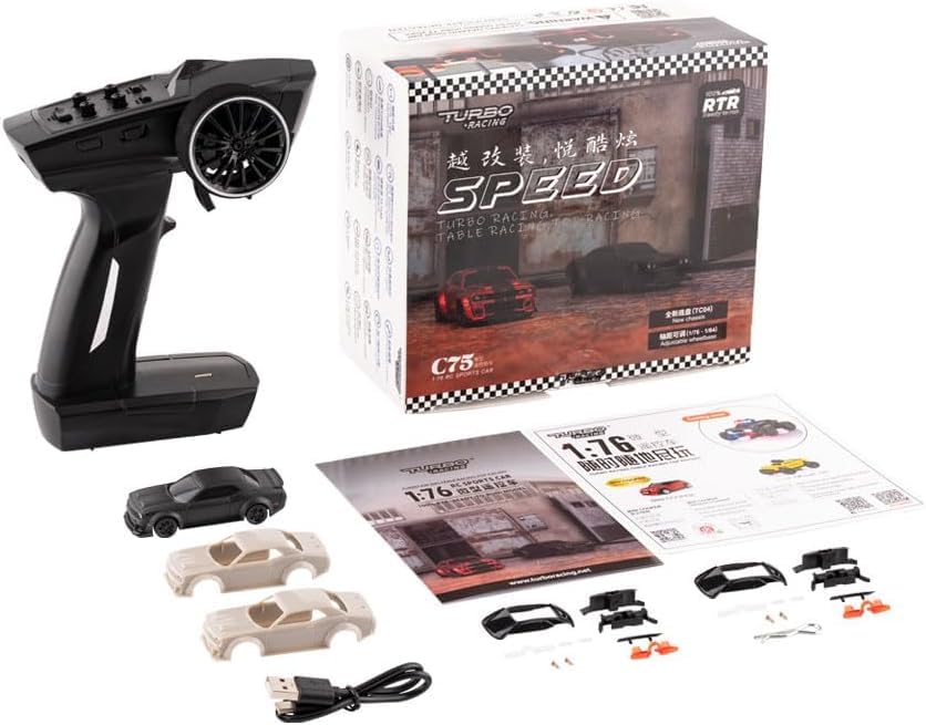 1:76 Scale Drift RC Car with Gyro RTR 2.4GHZ Remote Control with 2 Replaceable Body Shell G918
