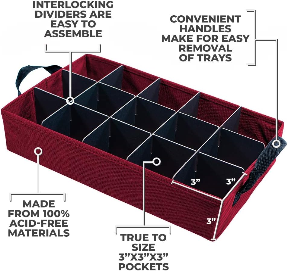 Christmas Ornament Storage Box with Adjustable Dividers, 4 Removable Trays O733475
