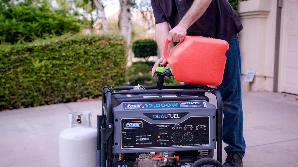 Heavy Duty Portable Dual Fuel Generator - 9500 Rated Watts & 12000 Peak Watts - Gas & LPG - Electric Start L2403