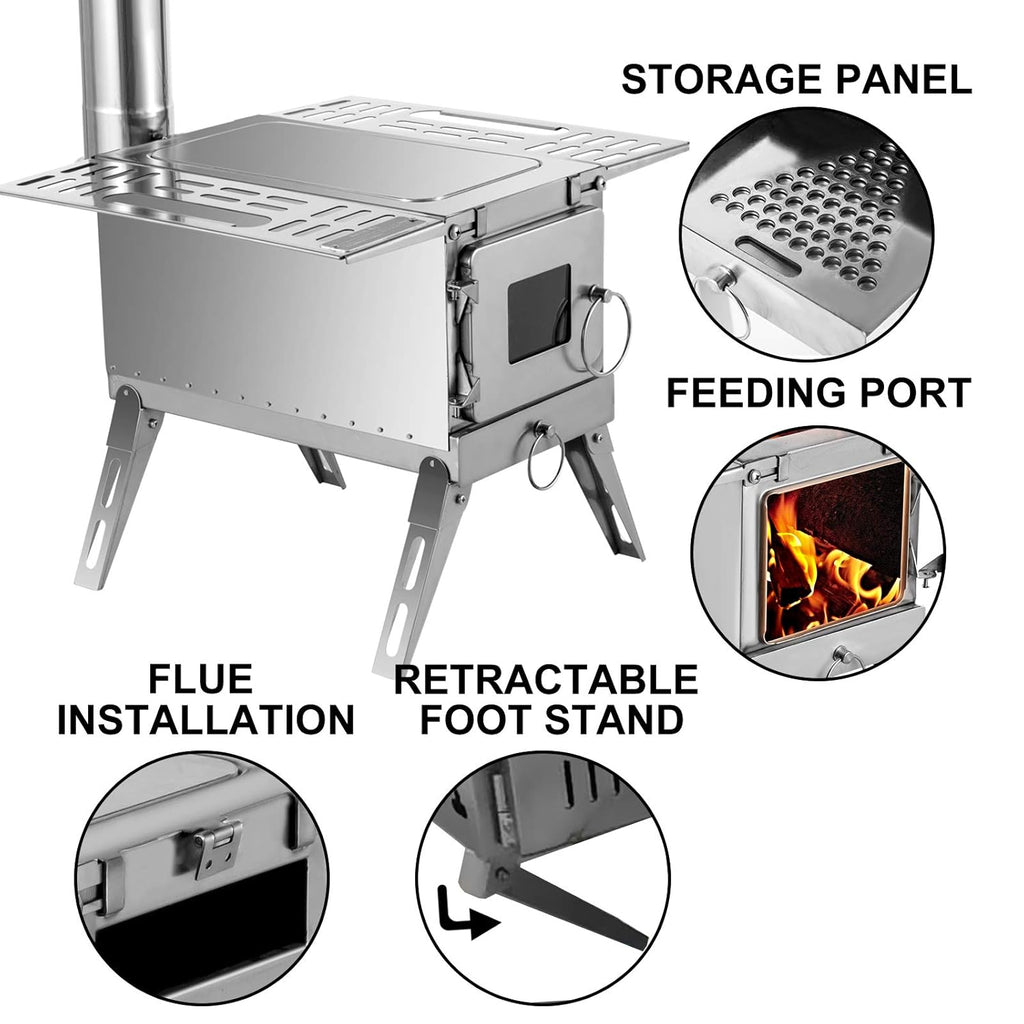 18.3x15x14.17 inch 304 Stainless Steel Portable Wood Stove Q59879