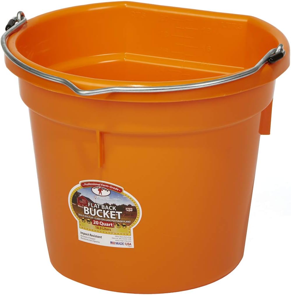 20 Quart Orange Plastic Animal Feed Bucket with Metal Handle E171290