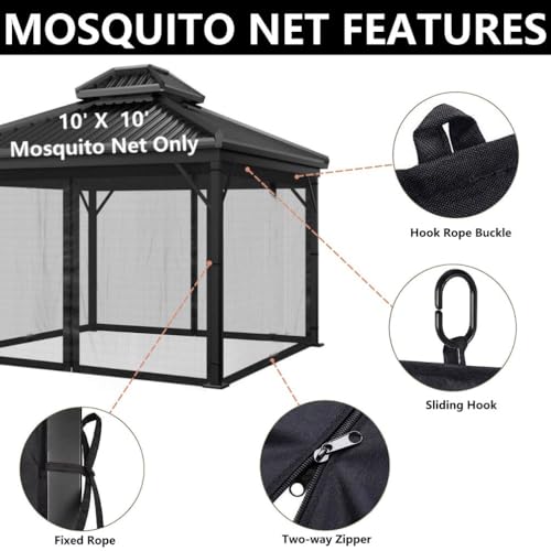 4-Panel Canopy Screen Wall with 2 Zippers (Black) S21148