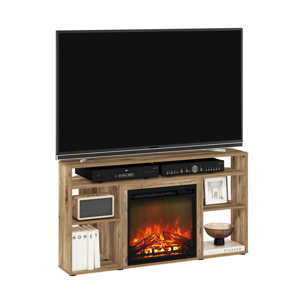 Corner TV Stand with Fireplace, Flagstaff Oak G514