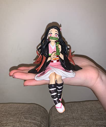 Nezuko Figure Eating Rice Balls Sitting Pose Demon Action Figures Anime Devil Slayer Figure Desktop Decor Collection Toy D796287