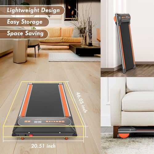 Under Desk Treadmill Walking Pad Machine with LED Display and 12 Preset Programs Portable Jogging Machine O323