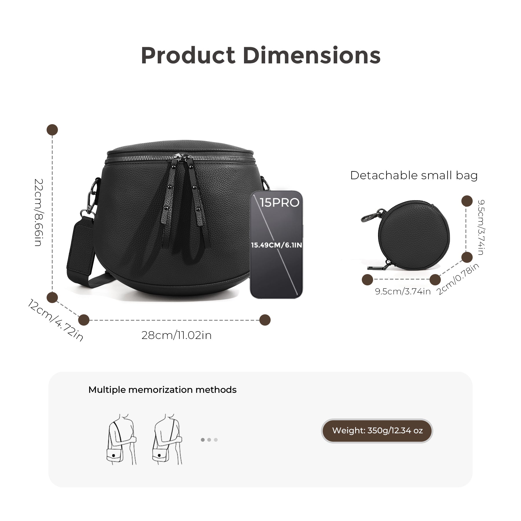 Ounamei Large Crossbody Bag for Women | Multi-Style Bag with Coin Pouch for Travel & Daily Use
