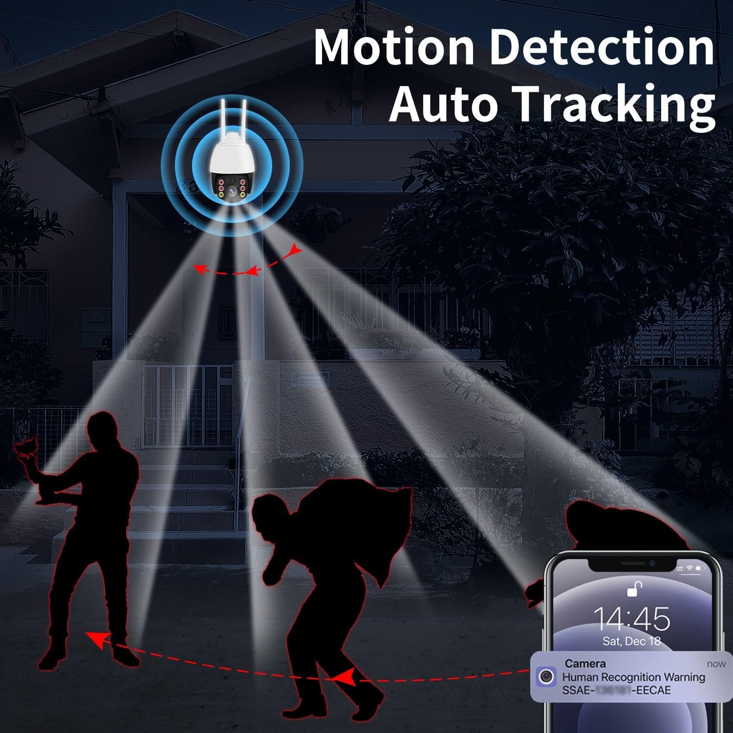 Wireless WiFi 1080P Security Camera with Motion Detection, Auto Tracking, Two Way Audio, Full Color Night Vision P646