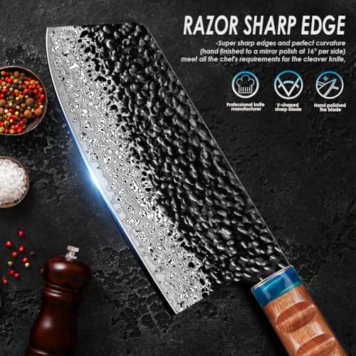 Damascus Nakiri knife 7 inch Q974021