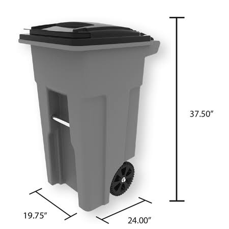 32 gal Black Trash Can with Attached Lid X833917
