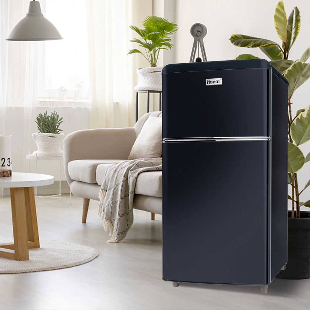 3.5 Cu Feet Two Door Mini Fridge with Freezer, Black D1960