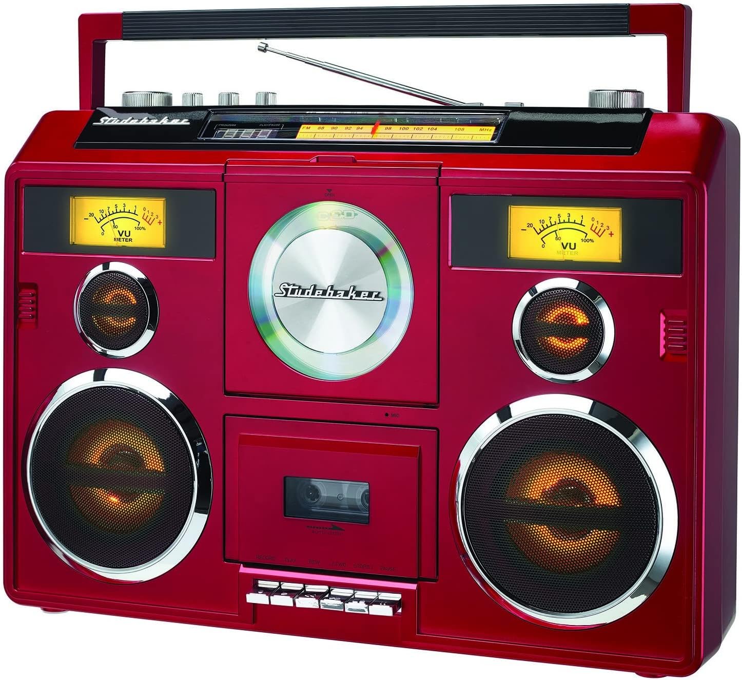 Portable Stereo Boombox with Bluetooth CD AM-FM Radio Cassette Recorder Black B9633