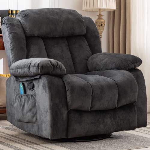 Grey Fabric Manual Swivel Rocker Recliner Chair M172300