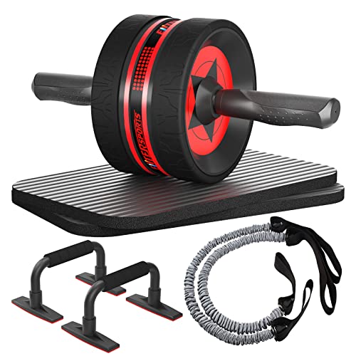 Ab Rollers Wheel Kit with Push Up Bars, Resistance Bands, Knee Mat Y682