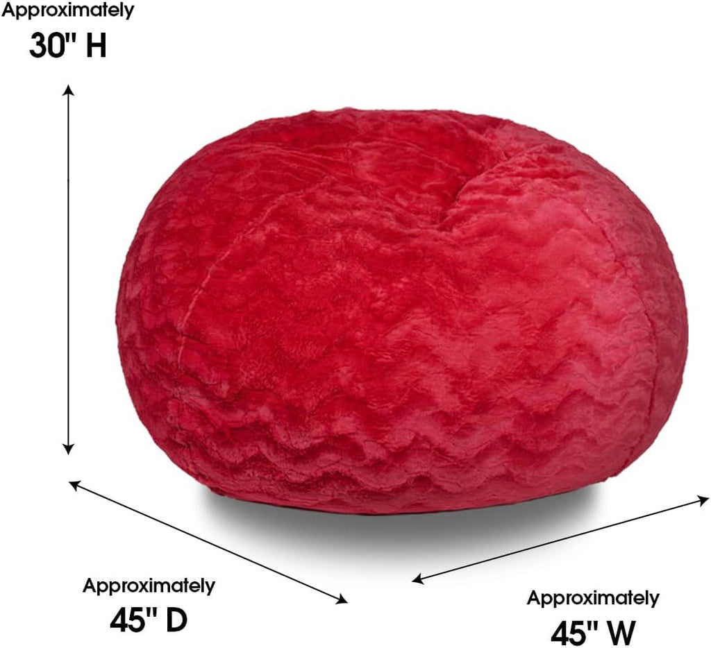 Red Faux Fur Bean Bag Chair with Memory Foam I12283
