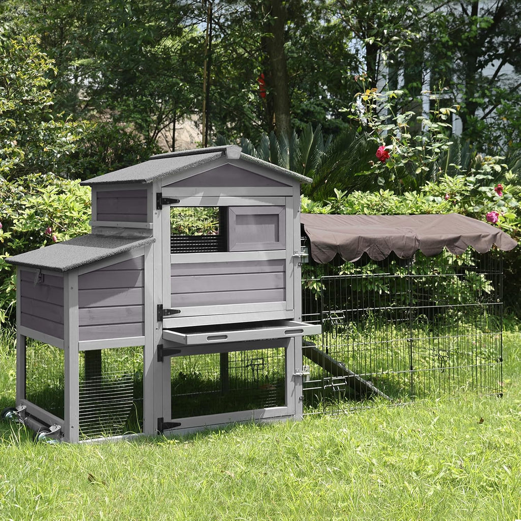 Large All-Steel Frame Chicken Coop with Metal Run J4633