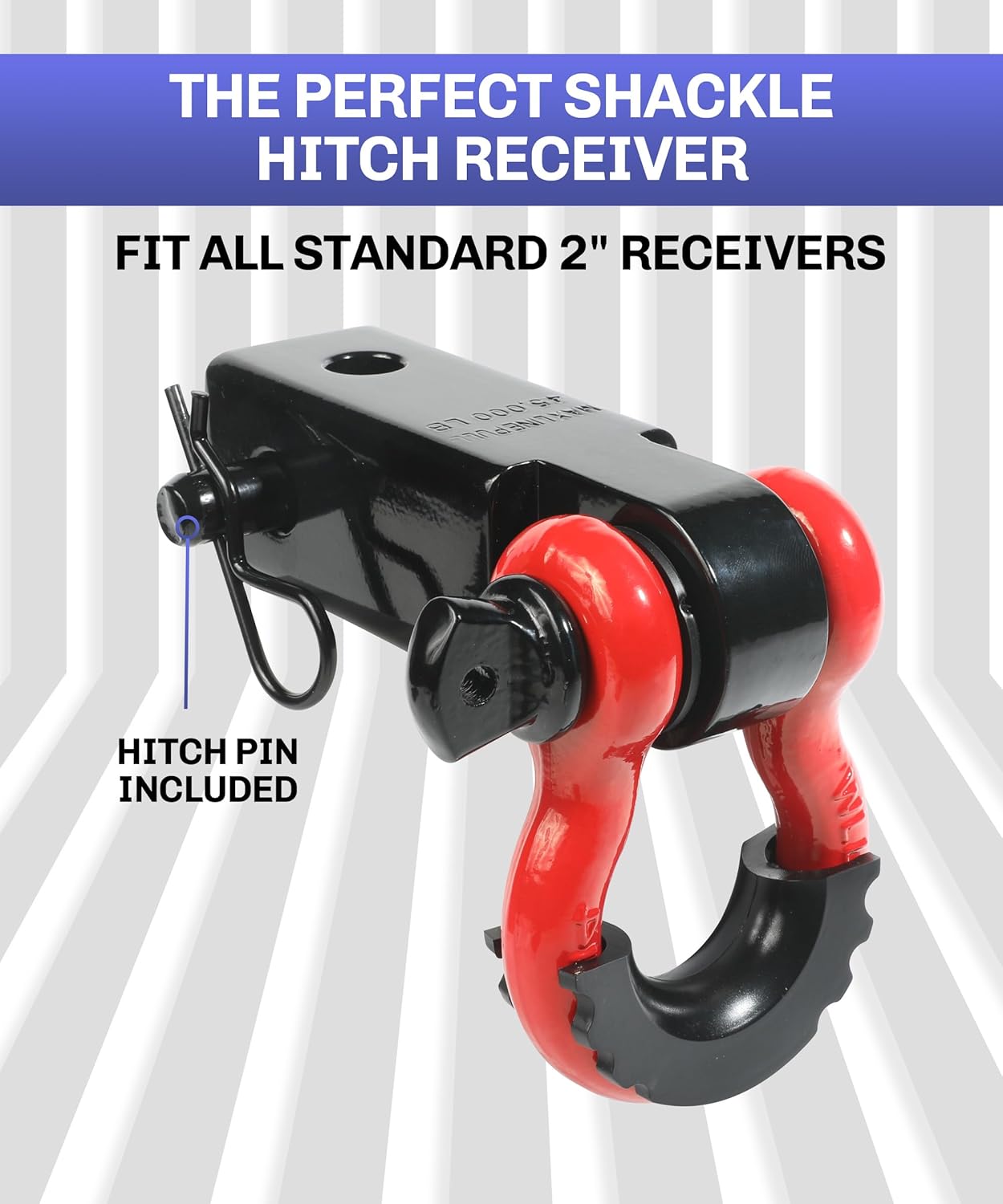 2" Tow Hitch Receiver with 5/8" Screw Pin and 3/4 Shackle E926975