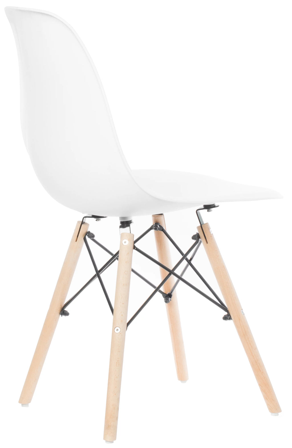 White Plastic Dining Chair with Solid Beech Wood Legs B922