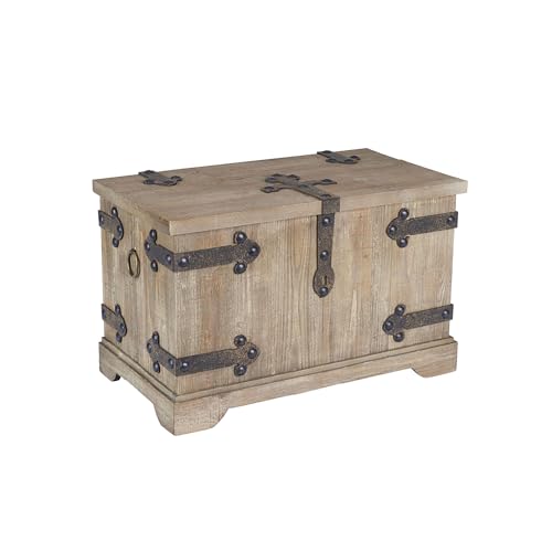 Large Rustic Wood Frame and Metal Siding Trunk with Black Interior T963425