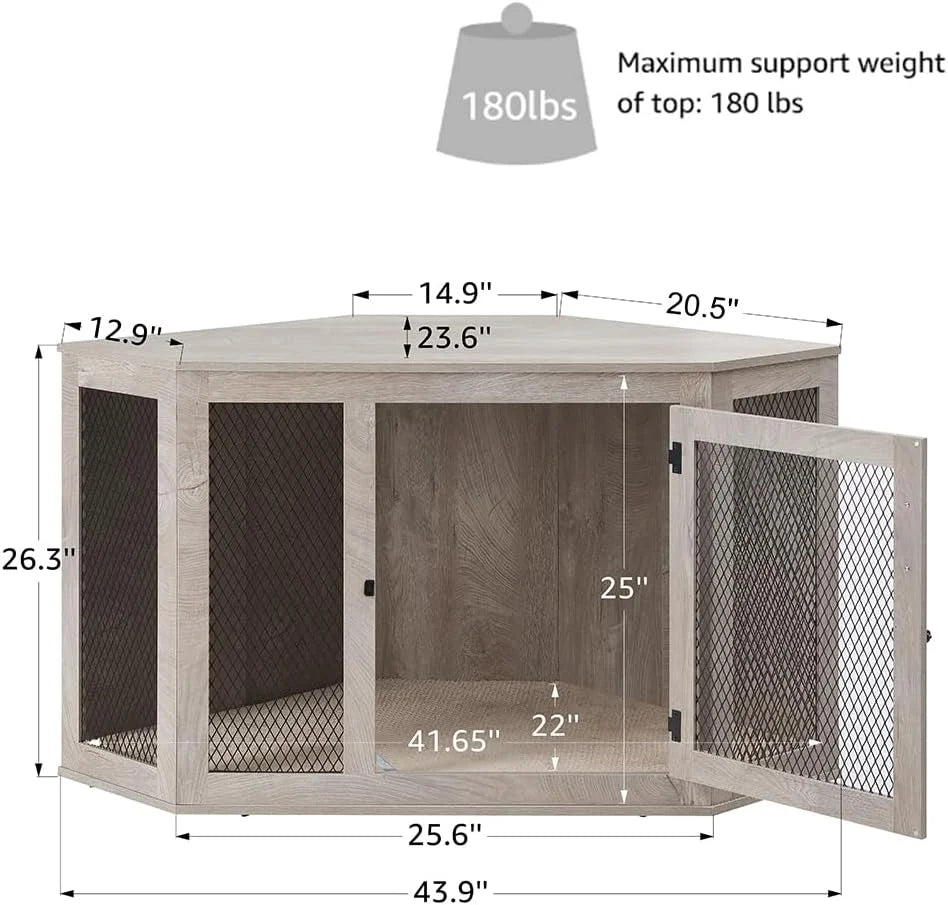 Medium Corner Dog Crate - Weathered Grey U9775