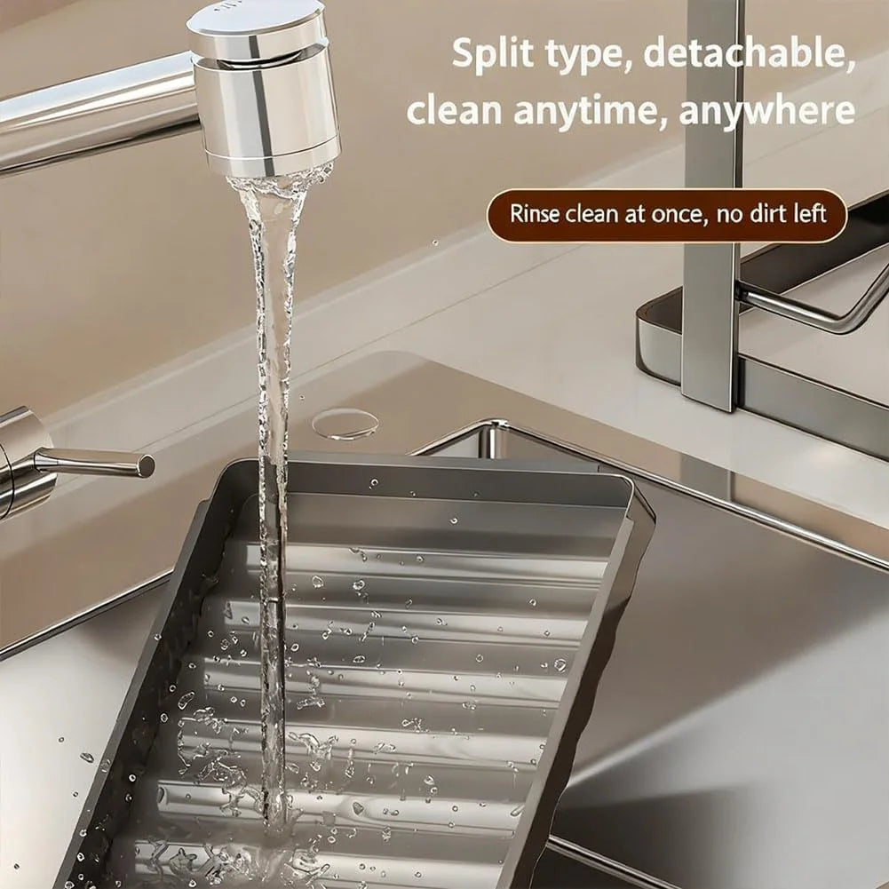 Stainless Steel Pot Lid Storage Rack with Removable Drip Tray J12427