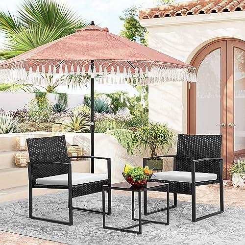 3 Piece Patio Set with Coffee Table and Cushion A379