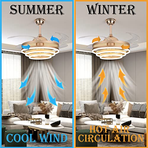 42" Ceiling Fan Chandelier Light with Remote Control 4 Retractable ABS Blades U85196