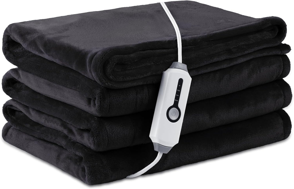 72" x 84" Full Size Dark Grey Flannel Heated Blanket L72726