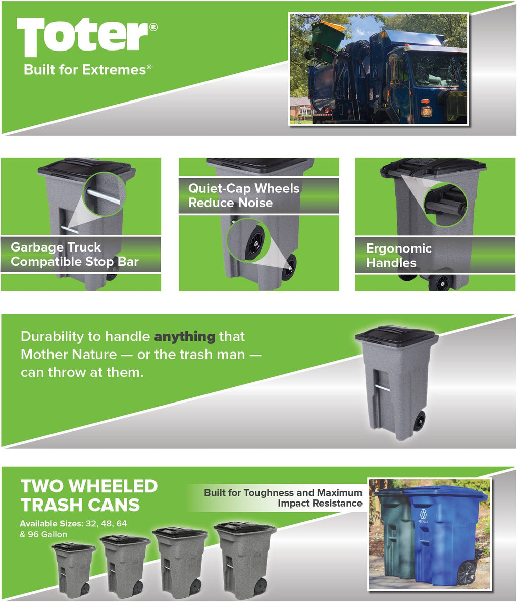 32 gal Black Trash Can with Attached Lid X833917