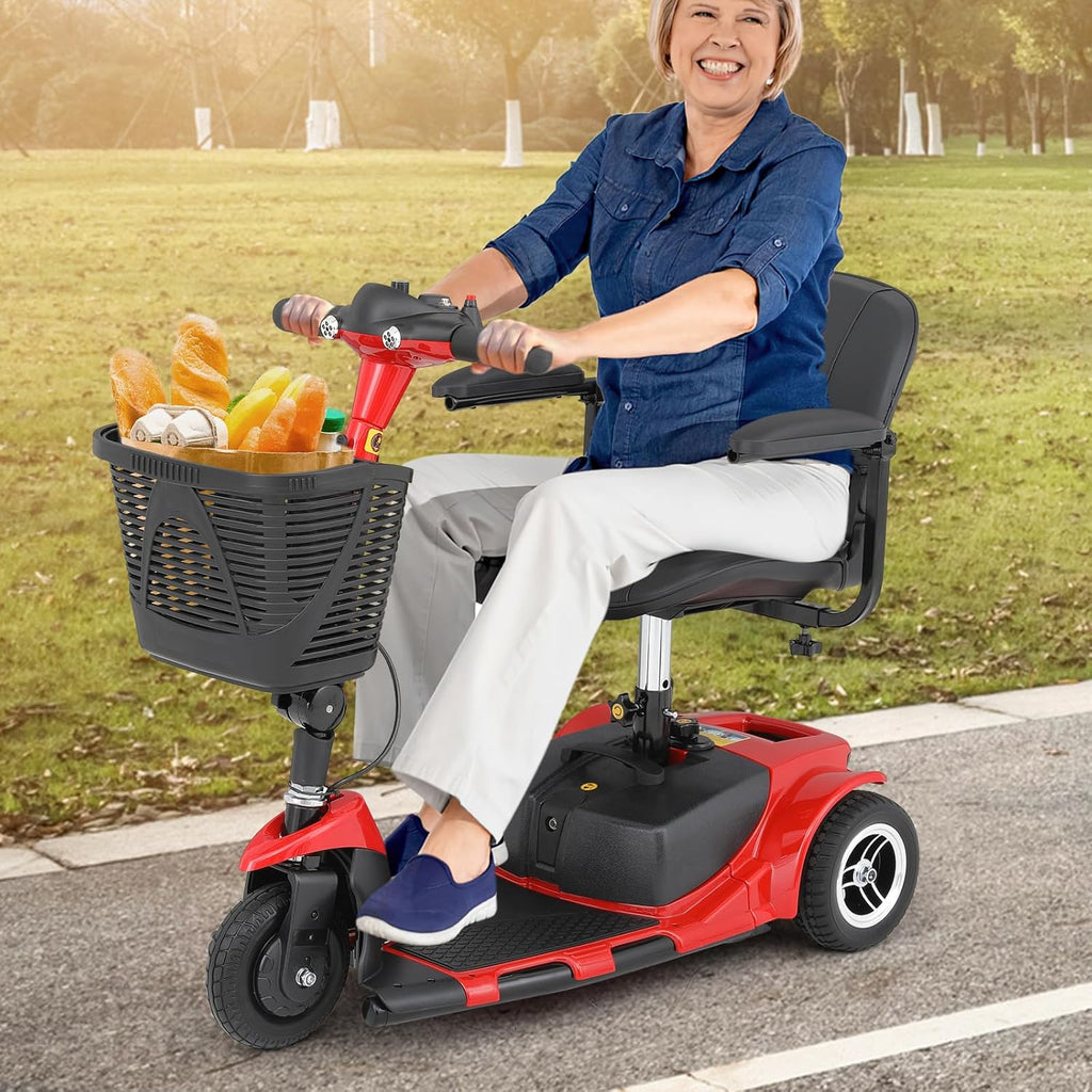 Red 3 Wheel Foldable Mobility Scooter with Seat L4932