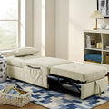 Beige Breathable Fabric Convertible Sleeper Chair Bed G800