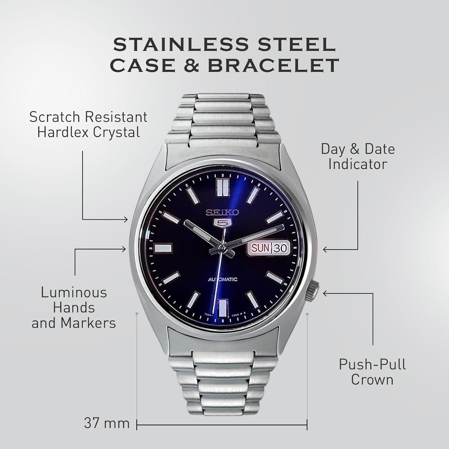 Automatic Watch with Blue Dial, Stainless Steel Case & Bracelet X332