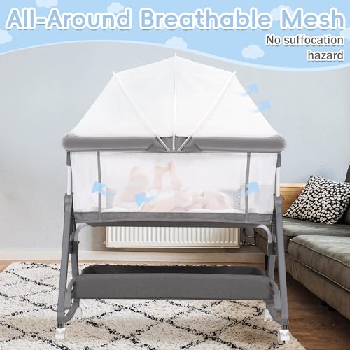 3 in 1 Height Adjustable Rocking Bassinet with Wheels J722