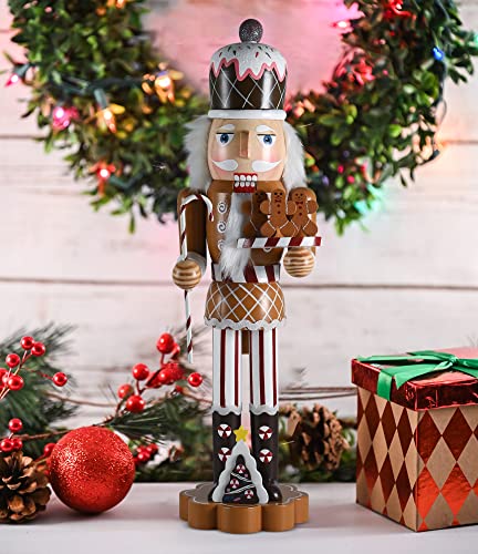 Wooden Nutcracker Candy Man with Candy Cane and Gingerbread Cookies U60527