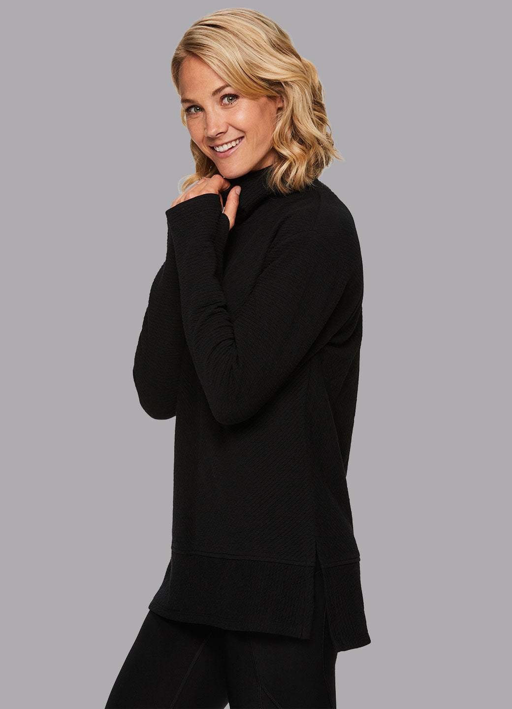 Studio Jacquard Mock Neck Pullover