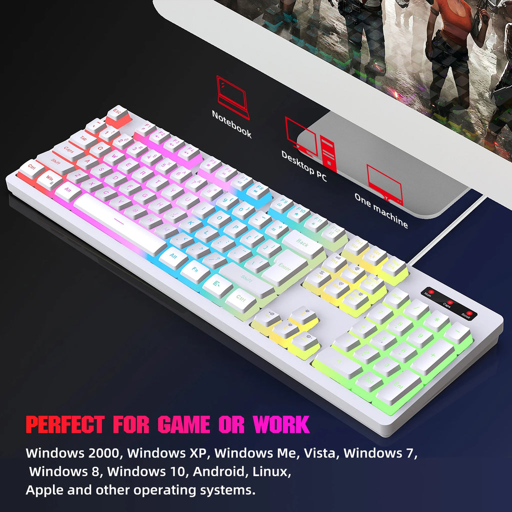 RGB Backlit Mechanical Gaming Keyboard with ABS Pudding Keycaps L938