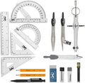 15 Piece Geometry Set with 6 Inch Swing Arm Protractor O80004