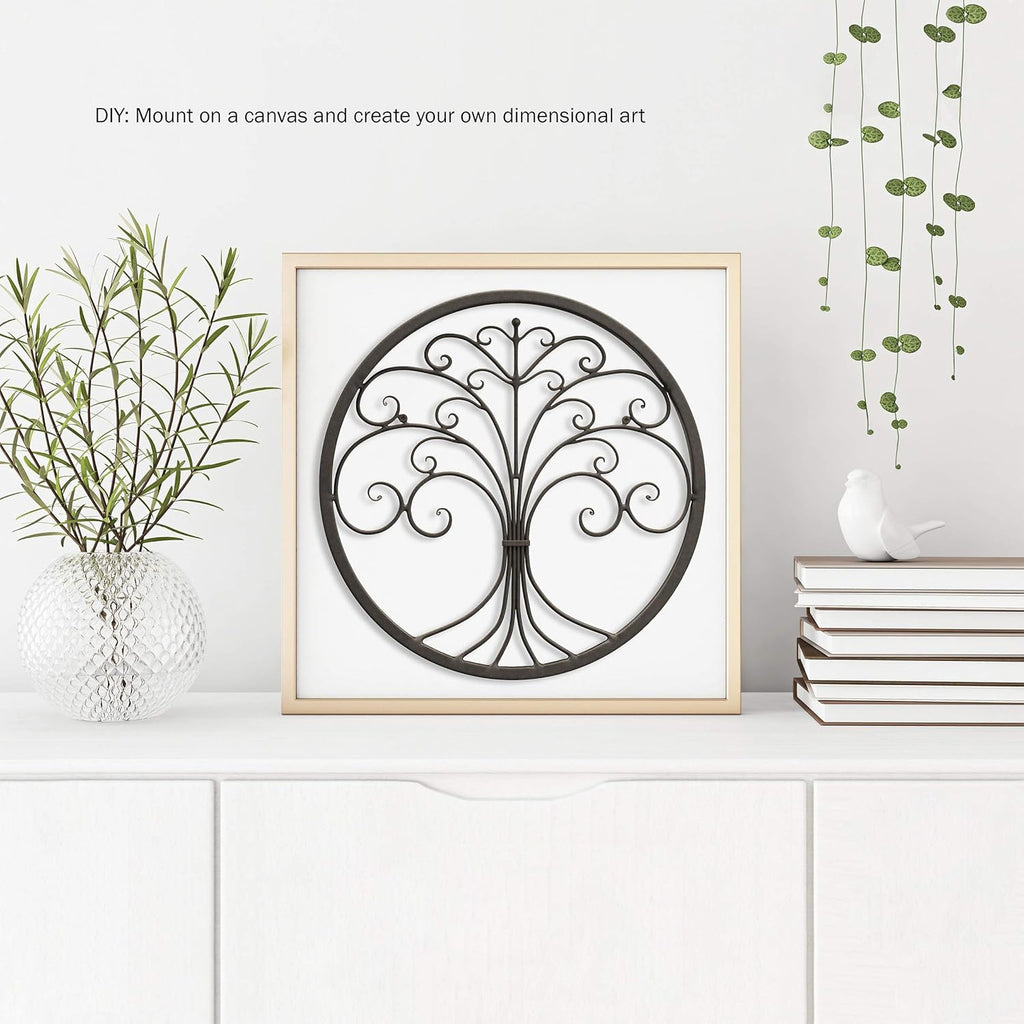 Brown Iron Metal Tree of Life Round Wall Sculpture S456