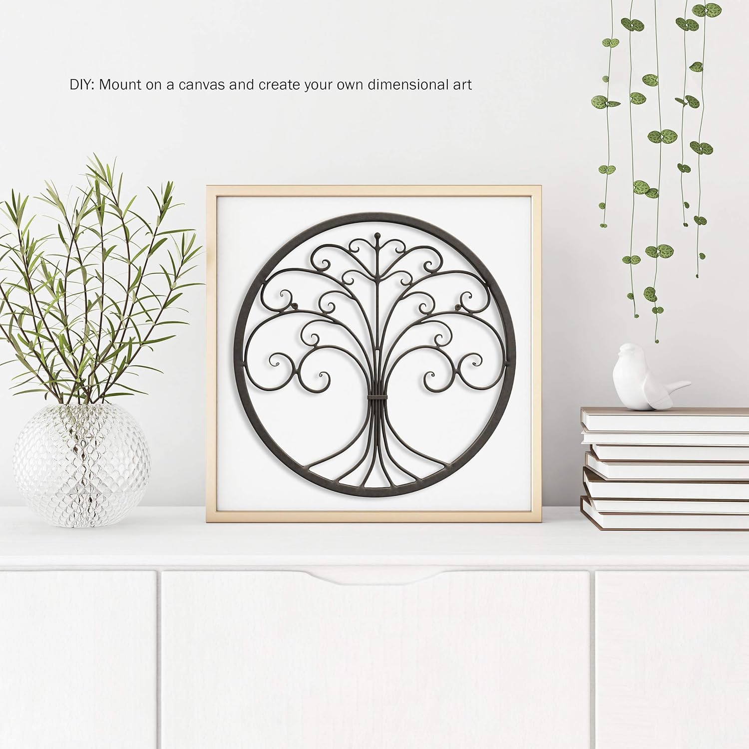 Brown Iron Metal Tree of Life Round Wall Sculpture S456