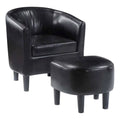 Contemporary Faux Leather Accent Chair with Ottoman in Black Z9531