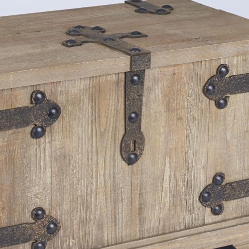 Large Rustic Wood Frame and Metal Siding Trunk with Black Interior T963425